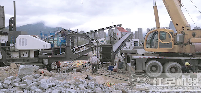 建筑垃圾處理生產線紅星機器客戶現場