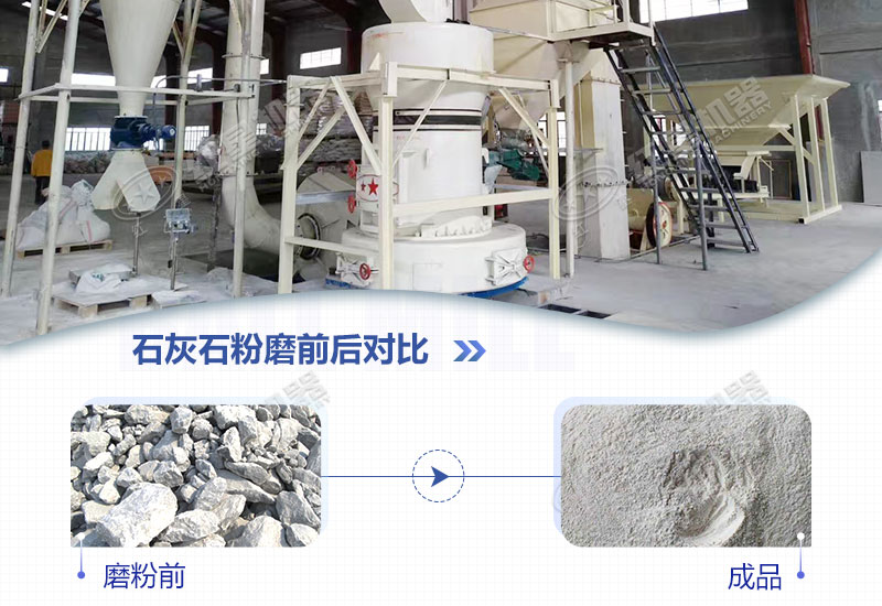 石灰石磨粉前后對比圖