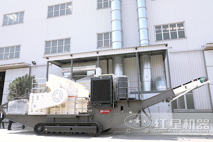 履帶移動制砂機,有履帶移動破碎機搭載細碎機組成