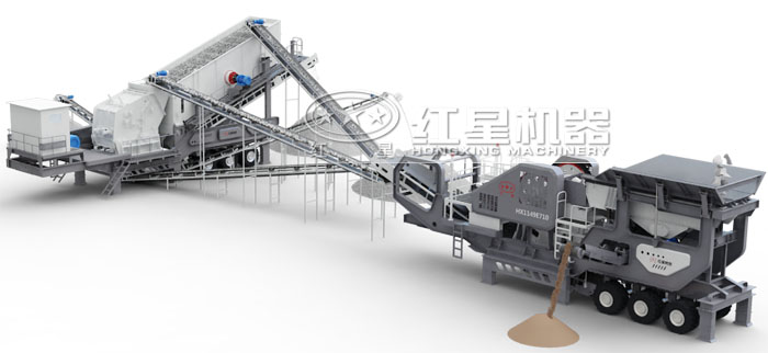 雙機搭配輪胎式移動破碎站 雙機搭配輪胎式移動破碎站