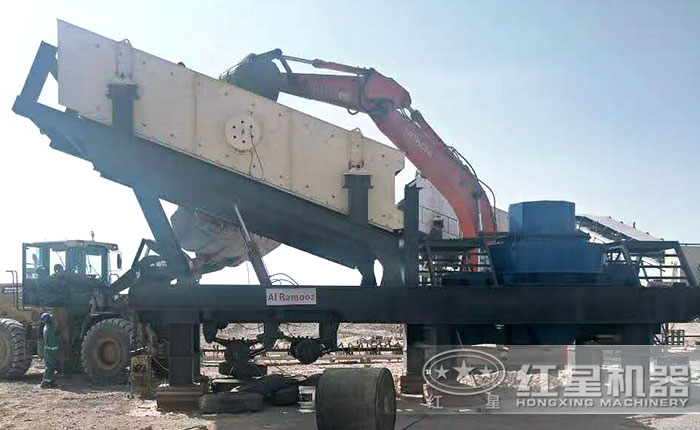 輪胎移動石子碎沙機--移動制砂機 輪胎移動石子碎沙機--移動制砂機
