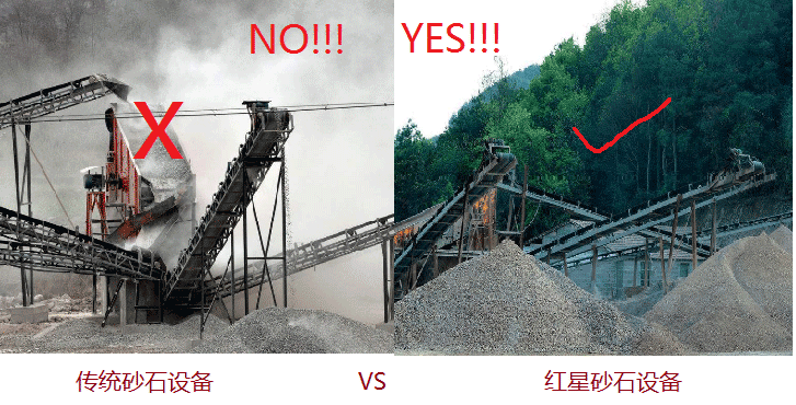 普通砂石設備VS紅星砂石設備現場